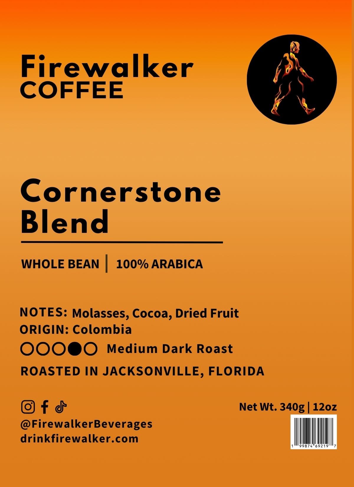 Firewalker Cornerstone Blend coffee bag label